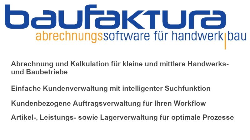 baufaktura von Huonker Softwaretechnik